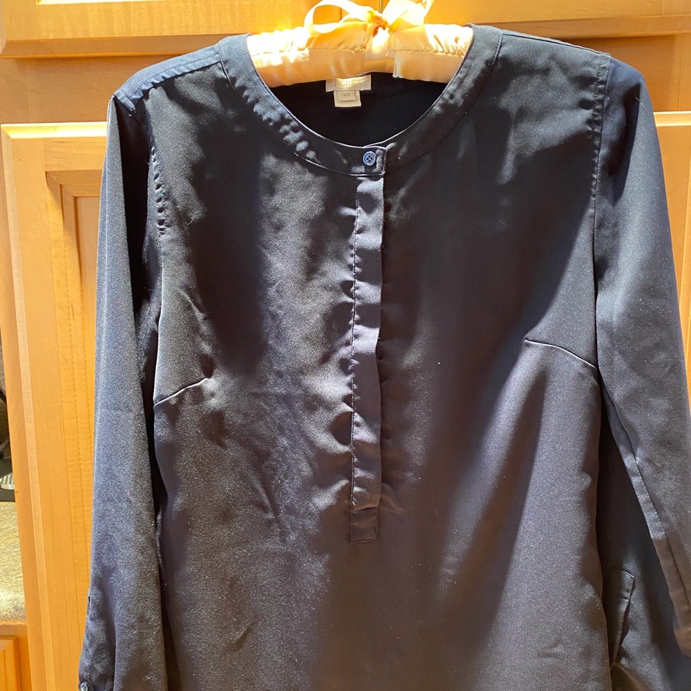 J Crew Navy Blue Blouse - Picture 2 of 10